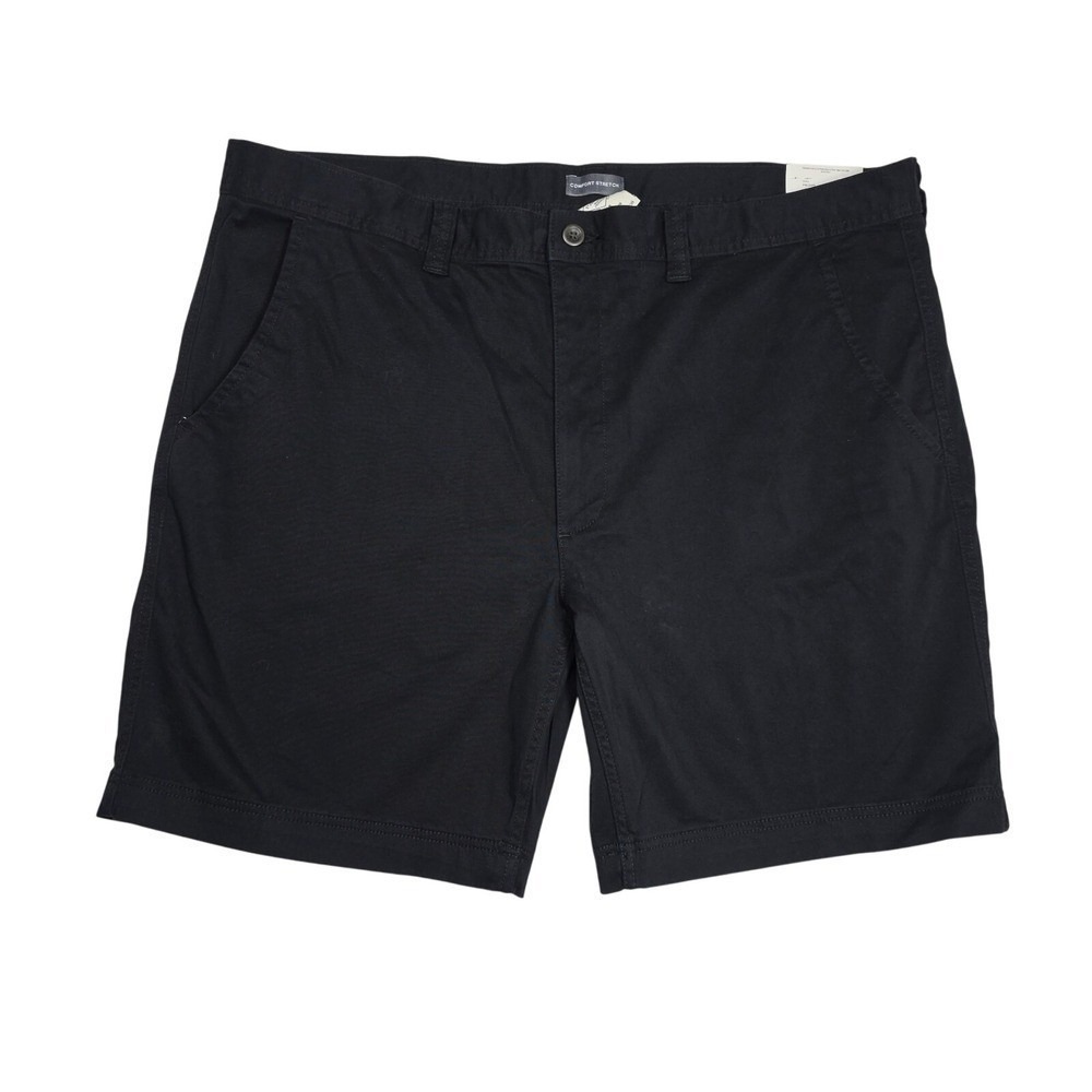 St. Johns Bay Mens Black Flat Front Comfort Stretch Shorts Size 44 New